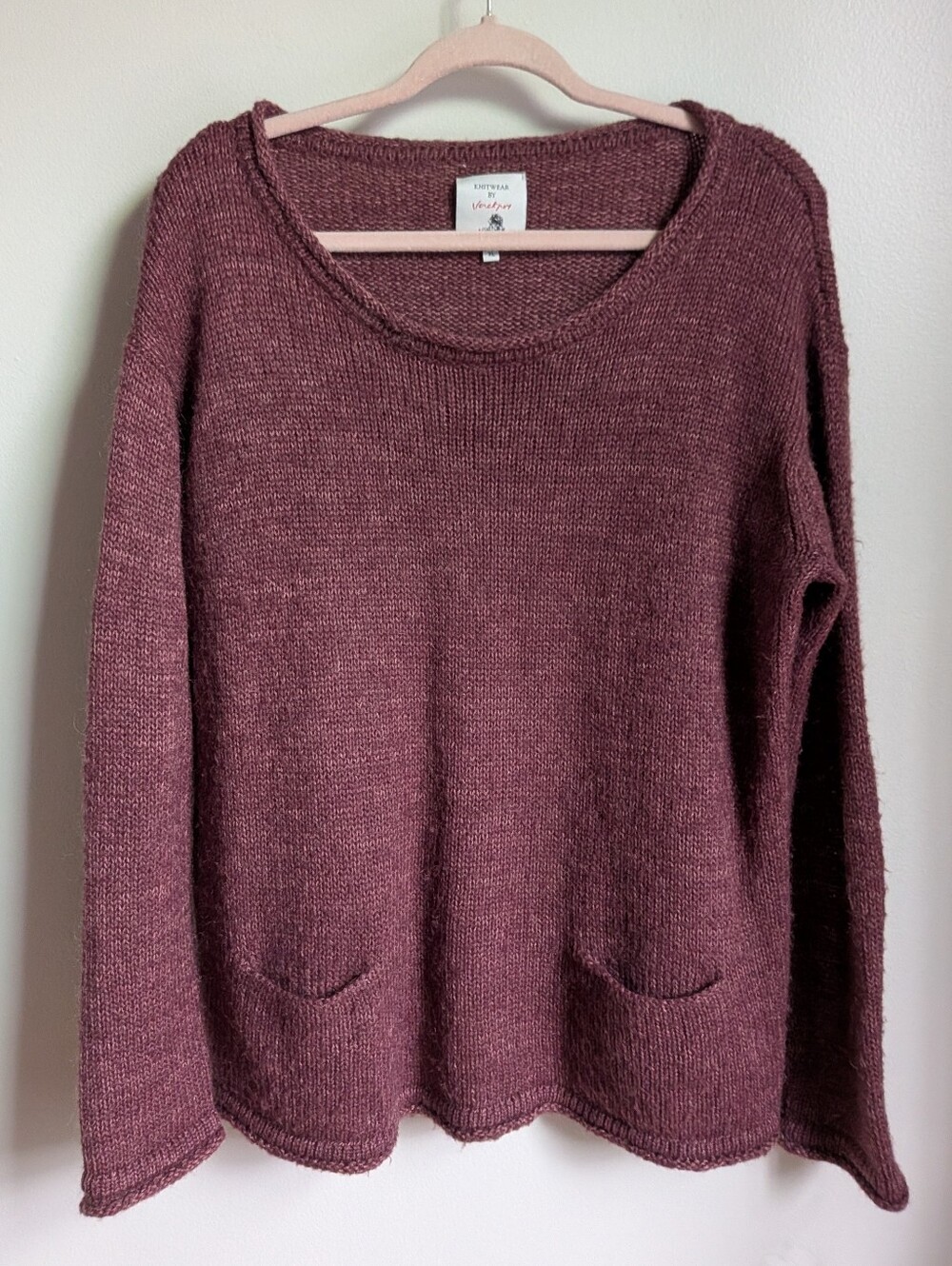 JACKPOT Maroon Mohair Cozy Soft Knit Crewneck Sweater Size Extra Large